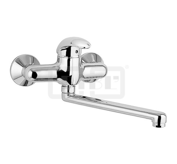 DIBLdesign Einhebel-Spültisch-Wandbatterie, mit seitlich schwenkbarem Profilauslauf - Ausladung 250 mm