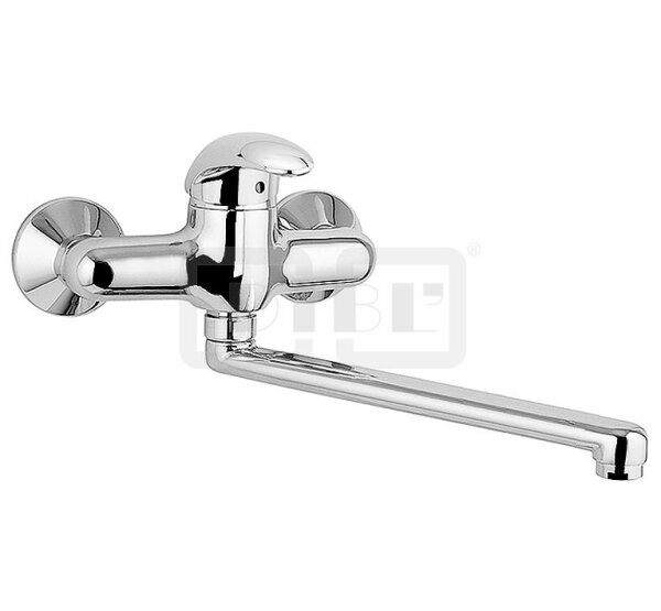 DIBLdesign Einhebel-Spültisch-Wandbatterie, mit seitlich schwenkbarem Profilauslauf - Ausladung 300 mm