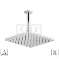 DIBLfit Eckige Messing-Antikalk-Regenkopfbrause 300 mm x 300 mm x 15 mm, mit Messing-Deckenanschlussarm Ø 24 mm mit ½" AG x ½" AG