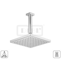 DIBLfit Eckige Messing-Regenkopfbrause 205 mm x 205 mm x 15 mm, Messing-Deckenanschlussarm Ø 24 mm mit ½" AG x ½" AG