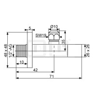 DIBLfix Eckiges Design-Eckregulierventil ½" AG x Quetschverschraubung Ø 10 mm
