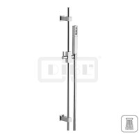 DIBLfit Eckige Messing-Brausegarnitur mit rundem Brauserohr Ø 12 mm x 755 mm, Stabhandbrause, Metallbrauseschlauch 1500 mm
