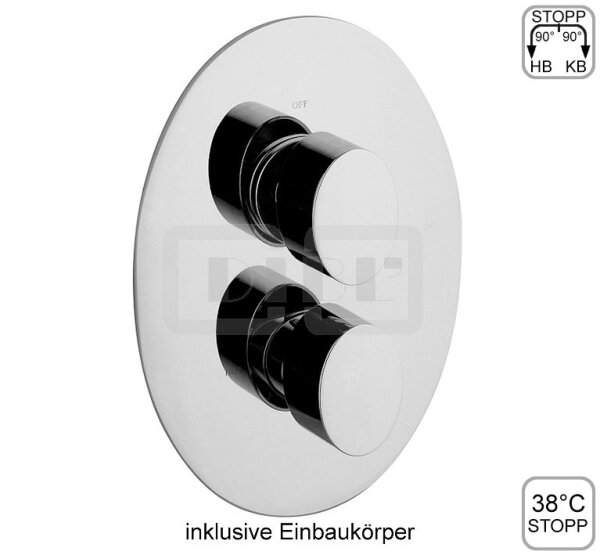 DIBLswing Thermostat-Batterie ½" zur Unterputzmontage, mit integriertem Mehr-Wege-Umschaltventil für zwei Abgangsanschlüsse