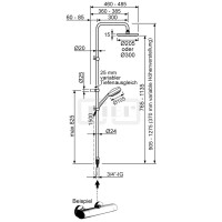 DIBLfit Brauseaufsatz-Kombination zum direkten Armaturenanschluss mit stufenloser Höhenverstellung um 370 mm, runde Messing-Regenkopfbrause Ø 205 mm x 15 mm