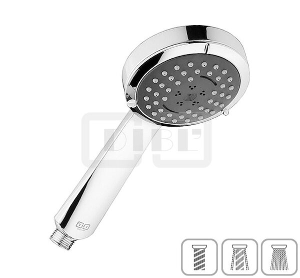 DIBLfit Kunststoff-Dreistrahl-Antikalk-Handbrause, mit Reduzierdüse zur Verringerung des Wasserverbrauchs