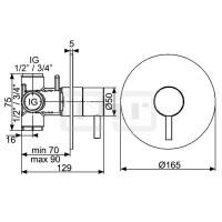 DIBLpur Thermostat-Zentralbatterie ½" zur Unterputzmontage, ohne Mengenregulierung, ohne Brausezubehör