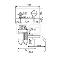 DIBLpur Einhebel-Waschtisch-Wandbatterie mit starrem Gussauslauf 210 mm, ohne Ablaufzubehör, ohne Einbaukörper-Einheit zur Unterputz-Rohmontage