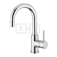 DIBLpur Einhebel-Waschtischbatterie mit hohem, schwenkbarem Gussauslauf, XL-Version, mit Zugstangenbohrung und Ablaufgarnitur 1¼"