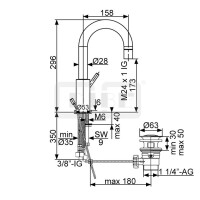 DIBLpur Einhebel-Waschtischbatterie mit hohem, schwenkbarem Gussauslauf, XL-Version, mit Zugstangenbohrung und Ablaufgarnitur 1¼"