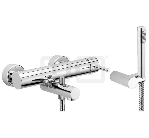 DIBLpur Einhebel-Wannenbatterie zur Aufputzmontage, mit Stabhandbrause, mit verstellbarem Brausehalter undMetallbrauseschlauch 1250 mm