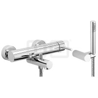 DIBLpur Einhebel-Wannenbatterie zur Aufputzmontage, mit Stabhandbrause, mit verstellbarem Brausehalter undMetallbrauseschlauch 1250 mm