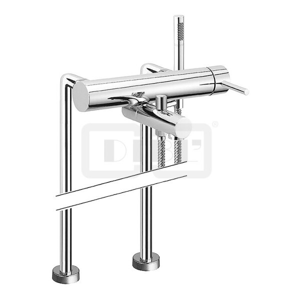 DIBLpur Einhebel-Wannenbatterie zur freistehenden Bodenmontage im Raum, mit Messing-Stabhandbrause und Metallbrauseschl. 1500 mm