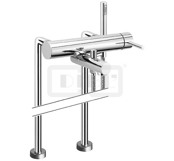 DIBLpur Einhebel-Wannenbatterie zur freistehenden Bodenmontage im Raum, mit Stabhandbrause und Metallbrauseschl. 1500 mm