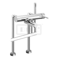 DIBLpur Einhebel-Wannenbatterie zur freistehenden Bodenmontage im Raum, mit Stabhandbrause und Metallbrauseschl. 1500 mm