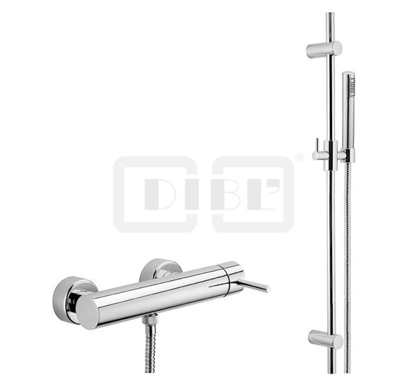 DIBLpur Einhebel-Brausebatterie zur Aufputzmontage, mit Messing-Brausestange 755 mm, Messing-Stabhandbrause und Metallbrauseschlauch 1500 mm