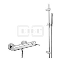 DIBLpur Einhebel-Brausebatterie zur Aufputzmontage, mit Messing-Brausestange 755 mm, Messing-Stabhandbrause und Metallbrauseschlauch 1500 mm