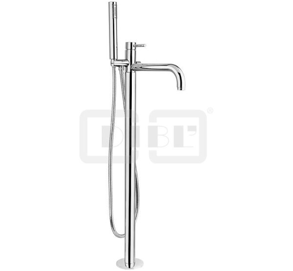 DIBLpur Einhebel-Wannenbatterie zur freistehenden Bodenmontage im Raum, Stabhandbrause und Metallbrauseschl. 1500 mm