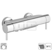 DIBLpur Thermostat-Wannenbatterie zur Aufputzmontage, mit integriertem Mehr-Wege-Umschaltventil für zwei Abgangsanschlüsse, mit Cascaden-Schwallauslauf und Brauseabgang unten ½", ohne Brausezubehör