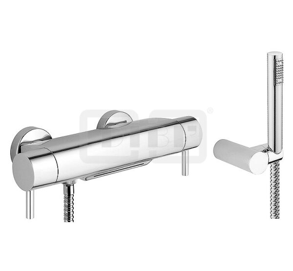 DIBLpur Thermostat-Wannenbatterie zur Aufputzmontage, mit Mehr-Wege-Umschaltventil zur Regulierung des Cascaden-Schwallauslaufs und der Brausefunktion