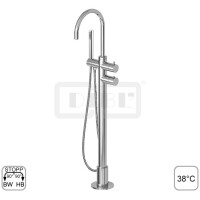 DIBLpur Thermostat-Wannenbatterie zur freistehenden Bodenmontage im Raum, mit Stabhandbrause und Metallbrauseschl. 1500 mm