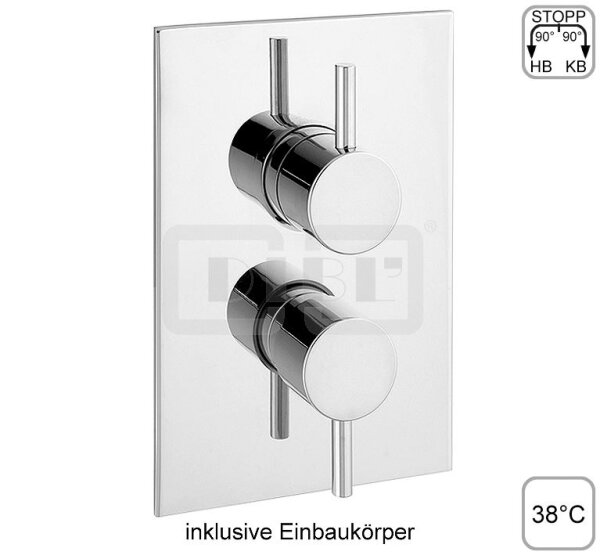 DIBLpur Thermostat-Batterie ½" zur Unterputzmontage, mit integriertem Mehr-Wege-Umschaltventil für zwei Abgangsanschlüsse,