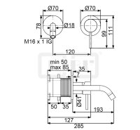 DIBLpur Einhebel-WT-Wandbatterie mit Gussauslauf 210 mm,...