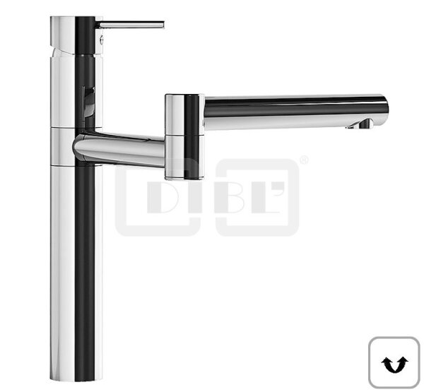 DIBLpur Einhebel-Spültischbatterie, speziell geeignet für Kochinseln, mit doppelt schwenkbarem Gussauslauf mit flexiblem 360° Schwenkradius