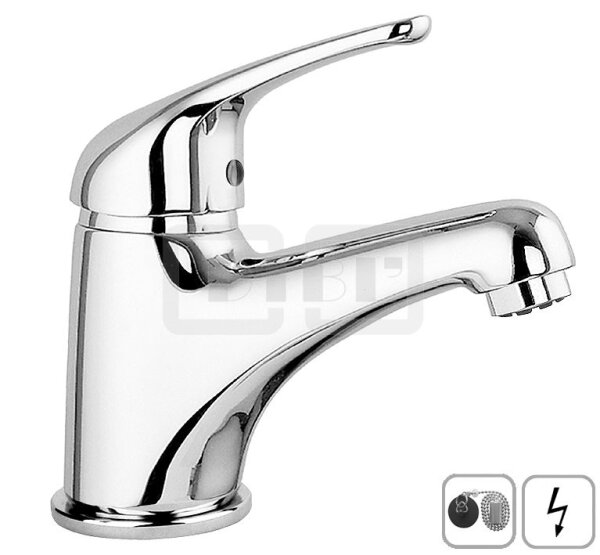 DIBLtech Einhebel-Waschtischbatterie, mit Zugstangenbohrung, versenkbarer Kugelkette, Gummistopfen, Niederdruckausführung für drucklose Elektro-Untertischspeicher