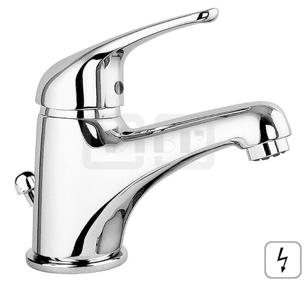 DIBLtech Einhebel-Waschtischbatterie, mit Zugstangenbohrung und Ablaufgarnitur 1¼", Niederdruckausführung für drucklose Elektro-Untertischspeicher