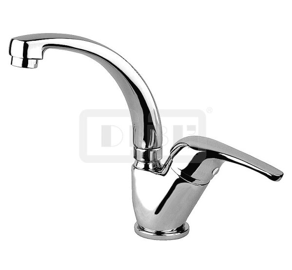 DIBLtech Einhebel-Waschtischbatterie mit hohem, schwenkbarem Profilauslauf, mit Zugstangenbohrung und Ablaufgarnitur 1¼"
