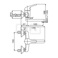 DIBLtech Einhebel-Spültisch-Wandbatterie, mit schwenkbarem Profilauslauf - Ausladung 100 mm