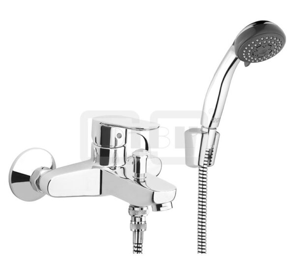 DIBLgeo "Edition 2" Einhebel-Wannenbatterie zur Aufputzmontage, mit Handbrause, Wandbrausehalter und Brauseschlauch 1500 mm