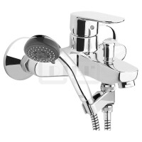 DIBLgeo "Edition 2" Einhebel-Wannenbatterie zur Aufputzmontage, mit Dreistrahl-Handbrause, Spezial-Brausehalter und Brauseschlauch 1250 mm