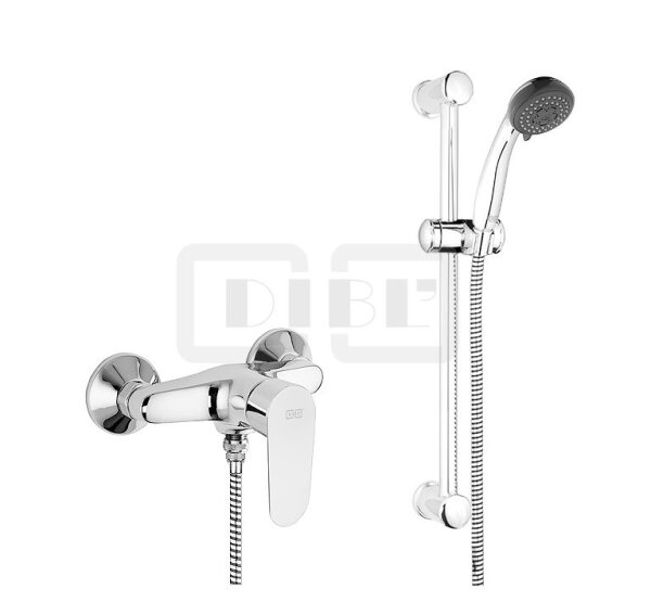 DIBLgeo "Edition 2" Einhebel-Brausebatterie zur Aufputzmontage, mit Brausestange 628 mm, Handbrause, Brauseschlauch 1500 mm