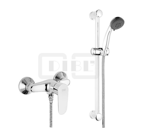 DIBLgeo "Edition 2" Einhebel-Brausebatterie zur Aufputzmontage, mit Brausestange 964 mm, Handbrause, Brauseschlauch 1500 mm