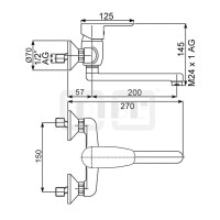 DIBLgeo "Edition 2" Einhebel-Spültisch-Wandbatterie, mit seitlich schwenkbarem Profilauslauf - Ausladung 200 mm