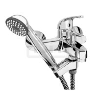DIBLobjekt Einhebel-Wannenbatterie zur Aufputzmontage, mit Handbrause, Spezial-Brausehalter und Brauseschlauch 1250 mm