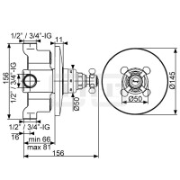DIBLstil Thermostat-Zentralbatterie ½" zur Unterputzmontage, ohne Mengenregulierung, ohne Brausezubehör