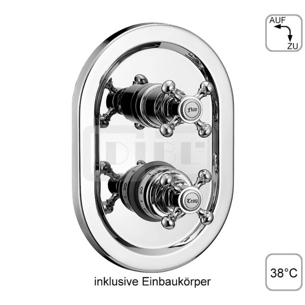 DIBLstil Thermostat-Brausebatterie ½" zur Unterputzmontage, mit Mengenregulierung für einen Abgangsanschluss