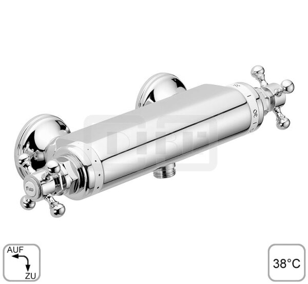 DIBLstil Thermostat-Brausebatterie zur Aufputzmontage, ohne Brausezubehör, Brauseabgang unten ½" Außengewinde