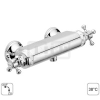 DIBLstil Thermostat-Brausebatterie zur Aufputzmontage, ohne Brausezubehör, Brauseabgang unten ½" Außengewinde
