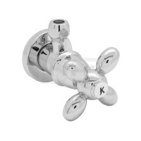DIBLfix Nostalgie-Eckregulierventil ½" AG x Quetschverschraubung Ø 10 mm, mit Markierungsplättchen "K" für Kaltwasser