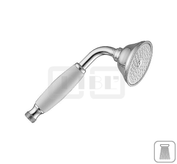 DIBLfit Nostalgie-Messing-Einstrahl-Handbrause mit Griffstück in Porzellan-Optik