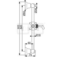DIBLfit Nostalgie-Messing-Brausestange 905 mm mit rundem Brauserohr Ø 18 mm