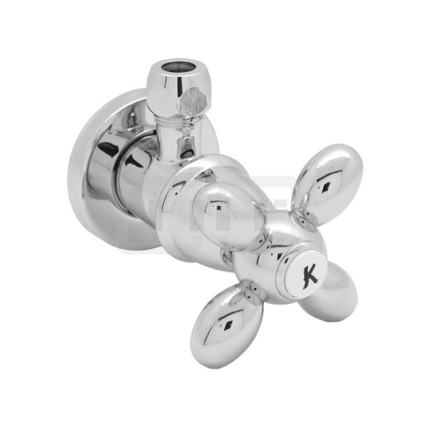 DIBLfix Nostalgie-Eckregulierventil ½" AG x Quetschverschraubung Ø 10 mm, mit Markierungsplättchen "W" für Warmwasser
