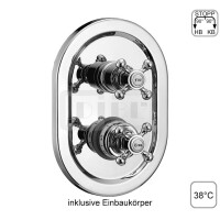 DIBLstil Thermostat-Batterie ½" zur Unterputzmontage, mit integriertem Mehr-Wege-Umschaltventil für zwei Abgangsanschlüsse,