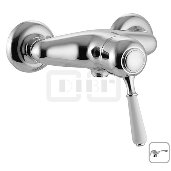 DIBLporcelain Einhebel-Brausebatterie zur Aufputzmontage, Brauseabgang unten ½" AG, mit Messingguss-Griffhebel in Ganzmetall-Optik