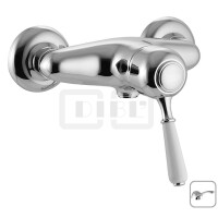 DIBLporcelain Einhebel-Brausebatterie zur Aufputzmontage, Brauseabgang unten ½" AG, mit Messingguss-Griffhebel in Ganzmetall-Optik