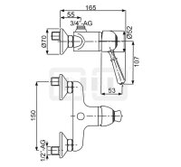 DIBLporcelain Einhebel-Brausebatterie zur Aufputzmontage,...