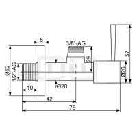 DIBLfix Rundes Design-Eckregulierventil ½" Außengewinde x ⅜" Außengewinde